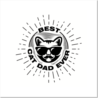 Best Cat Dad Ever - Black Print - Fathers Day Posters and Art